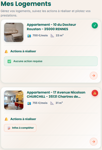Gestion locative — renseigner logement et profil